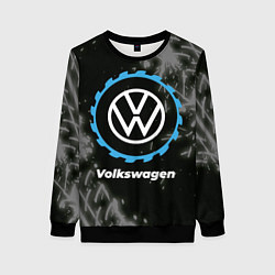 Свитшот женский Volkswagen в стиле Top Gear со следами шин на фоне, цвет: 3D-черный