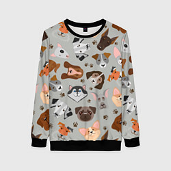 Свитшот женский Dog pattern color, цвет: 3D-черный