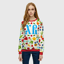 Свитшот женский ХВ с цветочным узором на Пасху, цвет: 3D-красный — фото 2