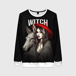 Свитшот женский Ведьма с ослом, цвет: 3D-белый