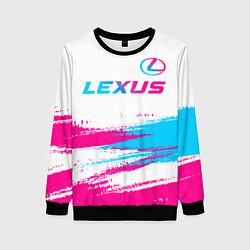 Свитшот женский Lexus neon gradient style: символ сверху, цвет: 3D-черный