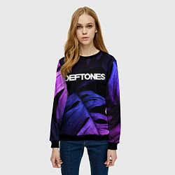 Свитшот женский Deftones neon monstera, цвет: 3D-черный — фото 2