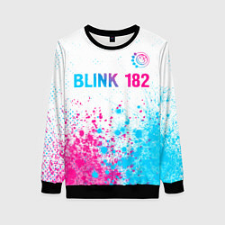Свитшот женский Blink 182 neon gradient style: символ сверху, цвет: 3D-черный