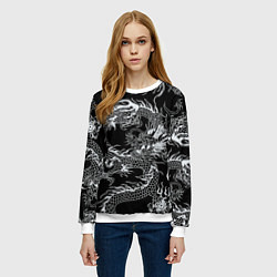 Свитшот женский Татуировка японского дракона, цвет: 3D-белый — фото 2