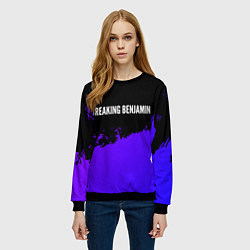 Свитшот женский Breaking Benjamin purple grunge, цвет: 3D-черный — фото 2