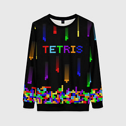 Свитшот женский Falling blocks tetris, цвет: 3D-черный