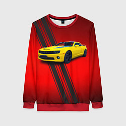 Свитшот женский Спортивный американский автомобиль Chevrolet Camar, цвет: 3D-красный