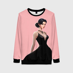 Свитшот женский Girl in black dress - pink, цвет: 3D-черный