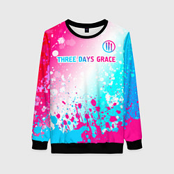 Свитшот женский Three Days Grace neon gradient style: символ сверх, цвет: 3D-черный