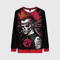 Свитшот женский Скелет панк анархист, цвет: 3D-красный