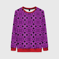 Свитшот женский Геометрический узор в пурпурных и лиловых тонах, цвет: 3D-красный