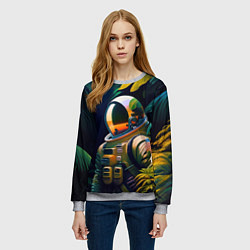 Свитшот женский Космонавт в зарослях, цвет: 3D-меланж — фото 2
