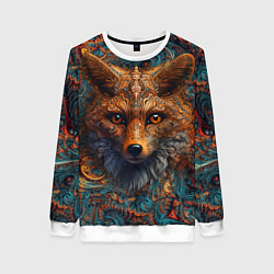 Женский свитшот Морда лисы на фрактальных узорах