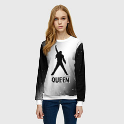 Свитшот женский Queen glitch на светлом фоне, цвет: 3D-белый — фото 2