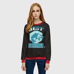 Свитшот женский Любитель карповой ловли, цвет: 3D-красный — фото 2