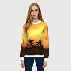 Свитшот женский Велосипед на закате, цвет: 3D-белый — фото 2