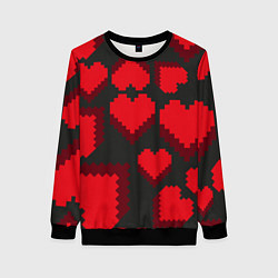 Свитшот женский Pixel hearts, цвет: 3D-черный
