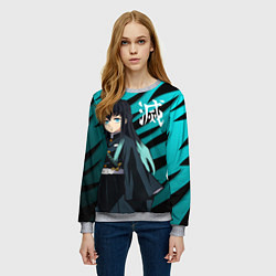 Свитшот женский Хаширо Токито - клинок рассекающий демонов, цвет: 3D-меланж — фото 2