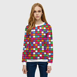 Свитшот женский Color cubes, цвет: 3D-белый — фото 2