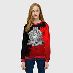 Свитшот женский Погран служба - красные разводы, цвет: 3D-красный — фото 2