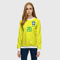 Свитшот женский Винисиус Жуниор ЧМ 2022 сборная Бразилии домашняя, цвет: 3D-белый — фото 2