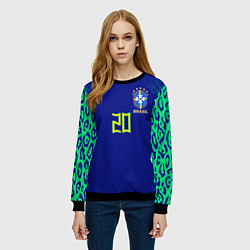 Свитшот женский Винисиус Жуниор ЧМ 2022 сборная Бразилии гостевая, цвет: 3D-черный — фото 2