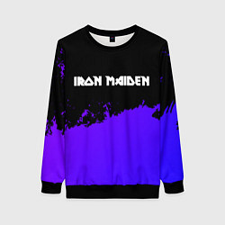 Свитшот женский Iron Maiden purple grunge, цвет: 3D-черный