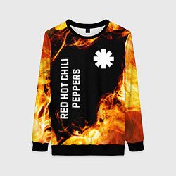 Свитшот женский Red Hot Chili Peppers и пылающий огонь, цвет: 3D-черный
