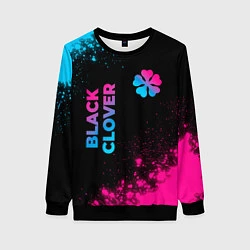 Свитшот женский Black Clover - neon gradient: надпись, символ, цвет: 3D-черный