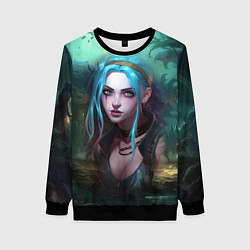 Свитшот женский Jinx fantasy art Arcane League of Legends, цвет: 3D-черный