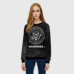 Свитшот женский Ramones с потертостями на темном фоне, цвет: 3D-черный — фото 2