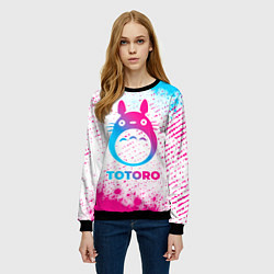 Свитшот женский Totoro neon gradient style, цвет: 3D-черный — фото 2