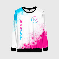 Свитшот женский Twenty One Pilots neon gradient style: надпись, си, цвет: 3D-черный