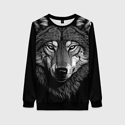 Свитшот женский Спокойный уверенный волк, цвет: 3D-черный