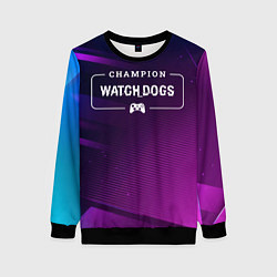 Свитшот женский Watch Dogs gaming champion: рамка с лого и джойсти, цвет: 3D-черный
