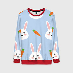 Свитшот женский Зайчики и морковки, цвет: 3D-красный