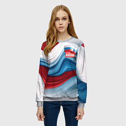 Свитшот женский Флаг России абстракт, цвет: 3D-меланж — фото 2