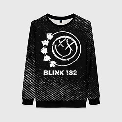 Свитшот женский Blink 182 с потертостями на темном фоне, цвет: 3D-черный
