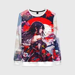 Свитшот женский Японская девушка от нейросети, цвет: 3D-белый