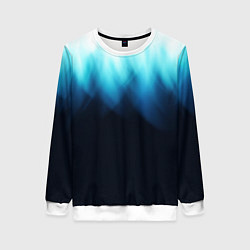 Женский свитшот Синее пламя огня на черном