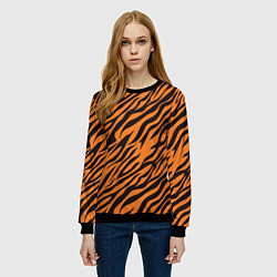 Свитшот женский Полоски тигра - tiger, цвет: 3D-черный — фото 2