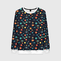 Женский свитшот Темный космос с планетами паттерн