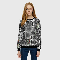 Свитшот женский Орнамент древних цивилизаций, цвет: 3D-черный — фото 2