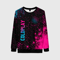 Свитшот женский Coldplay - neon gradient: надпись, символ, цвет: 3D-черный