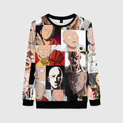 Свитшот женский Saitama - many faces, цвет: 3D-черный