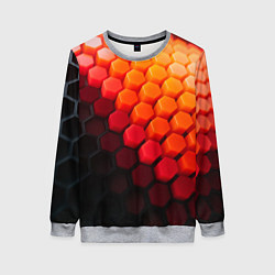 Свитшот женский Hexagon orange, цвет: 3D-меланж