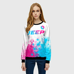 Свитшот женский Jeep neon gradient style: символ сверху, цвет: 3D-черный — фото 2