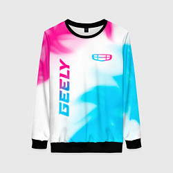 Свитшот женский Geely neon gradient style: надпись, символ, цвет: 3D-черный