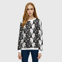 Свитшот женский Кошки с зелеными глазами, цвет: 3D-белый — фото 2