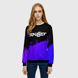 Свитшот женский Skillet purple grunge, цвет: 3D-черный — фото 2